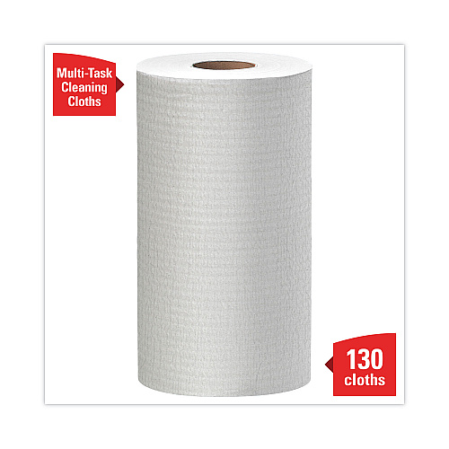 WypAll General Clean X60 Cloths, Small Roll, 13.5 x 19.6, White, 130/Roll, 6 Rolls/Carton (35421)