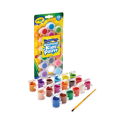 Crayola Washable Paint, 18 Assorted Colors, Interconnected 3 oz Cups (540125)