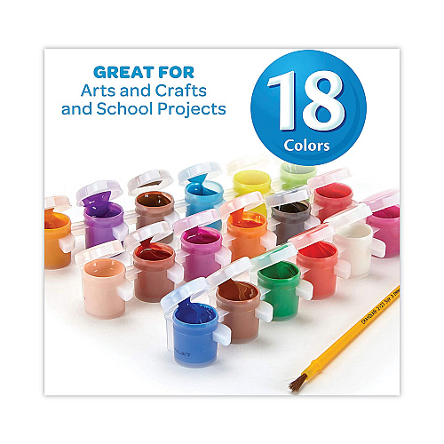 Crayola Washable Paint, 18 Assorted Colors, Interconnected 3 oz Cups (540125)
