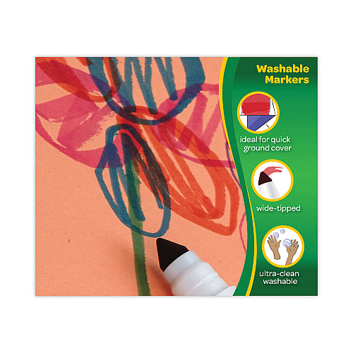 Crayola Broad Line Washable Markers, 48 Broad Bullet Tip/8 Gel/8 Window, Assorted Colors, 64/Set (588180)