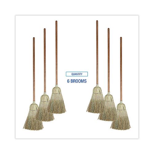 Boardwalk&reg; Corn/Fiber Warehouse Brooms, 60", Gray/Natural, 6/Carton (BWKBR10002)