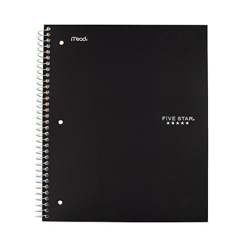 Five Star Wirebound Notebook, 1-Subject, Wide/Legal Rule, Assorted Cover Colors, (100) 10.5 x 8 Sheets, 6/Pack (38042)