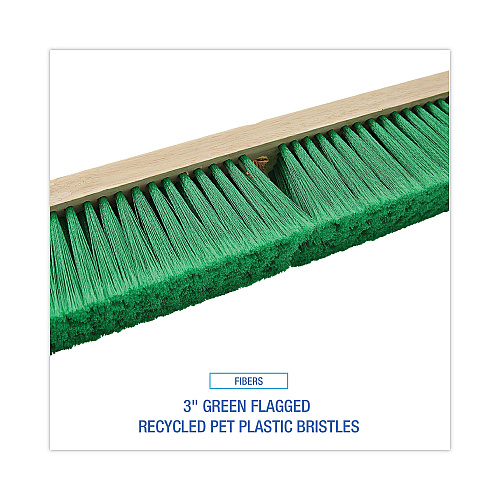 Boardwalk&reg; Push Broom Head, 3" Green Flagged Recycled PET Plastic, 24" (BWK20724)