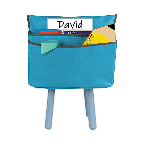 C-Line Chair Cubbies for Most Classroom Chair Styles, Medium, 16.37" x 13.5", Fabric/Vinyl, Seaside Blue (10415)