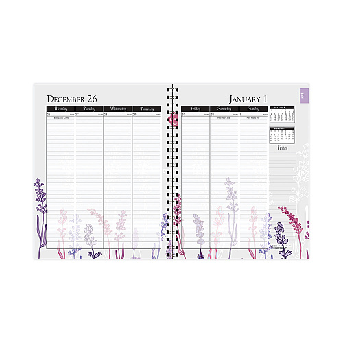 House of Doolittle Recycled WildFlower Weekly/Monthly Planner, WildFlower Artwork, 11 x 8.5, Gray/White/Purple Cover, 12-Month (Jan-Dec): 2026 (28774)
