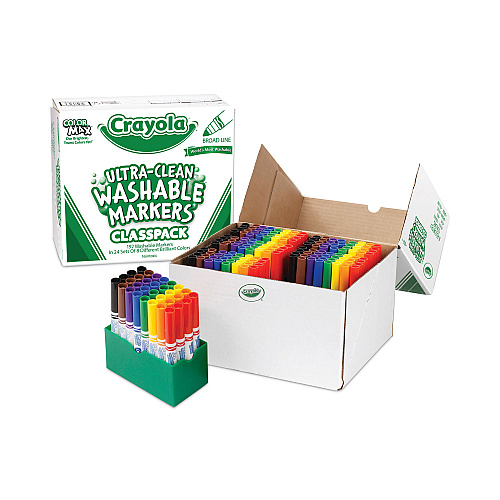 Crayola Ultra-Clean Washable Marker Classpack, Broad Bullet Tip, 8 Assorted Colors, 192/Pack (588208)