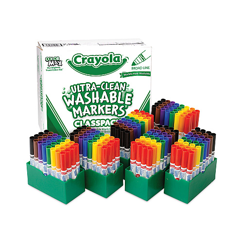 Crayola Ultra-Clean Washable Marker Classpack, Broad Bullet Tip, 8 Assorted Colors, 192/Pack (588208)
