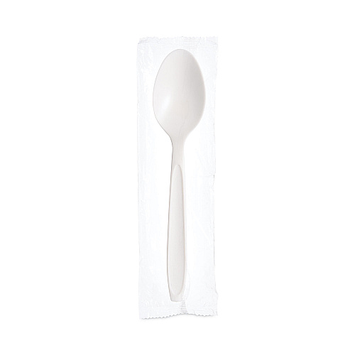 SOLO Reliance Mediumweight Cutlery, Teaspoon, Individually Wrapped, White, 1,000/Carton (RSW3)