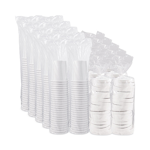 SOLO Flexstyle Double Poly Food Combo Packs, 32 oz, White, Paper, 25 Cups and 25 Lids/Pack, 10 Packs/Carton (KHB32A)