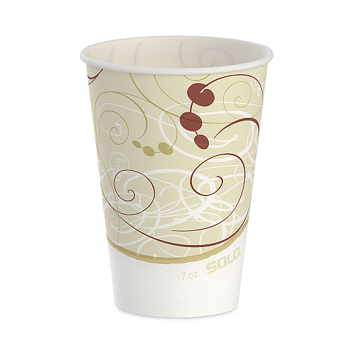 SOLO Symphony Design Wax-Coated Paper Cold Cups, ProPlanet Seal, 7 oz, Beige/White, 100/Sleeve, 20 Sleeves/Carton (R7NSYM)