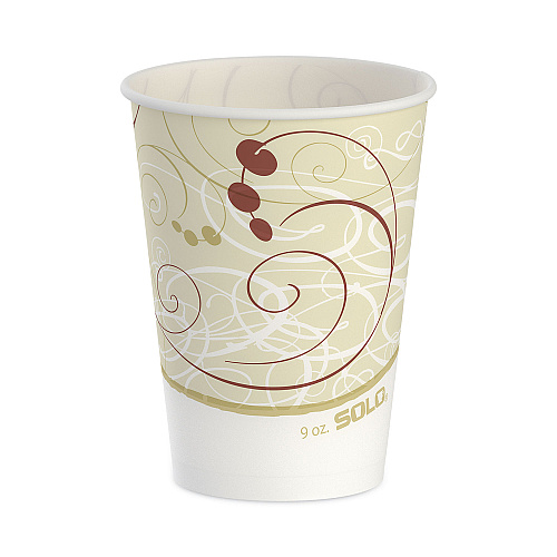 SOLO Symphony Design Wax-Coated Paper Cold Cups, ProPlanet Seal,  9 oz, Beige/White, 100/Sleeve, 20 Sleeves/Carton (R9NSYM)