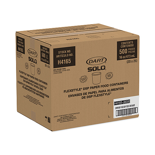 SOLO Flexstyle Double Poly Paper Containers, 16 oz, Symphony Design, Paper, 25/Pack, 20 Packs/Carton (H4165SYM)