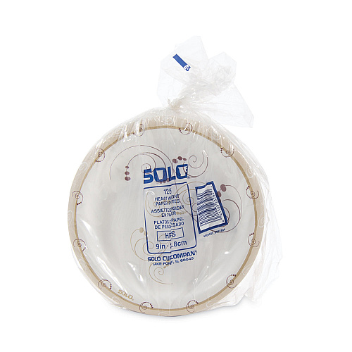 SOLO Symphony Paper Dinnerware, ProPlanet Seal, Heavyweight Plate, 9" dia, Tan, 125/Pack, 4 Packs/Carton (HP9SJ8001CT)