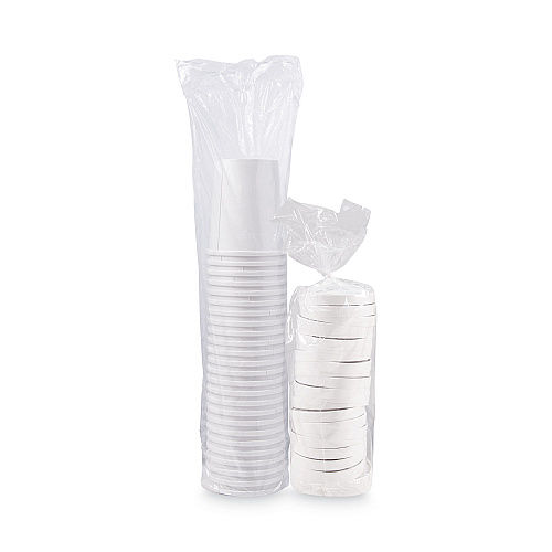 SOLO Flexstyle Double Poly Food Combo Packs, 32 oz, White, Paper, 25 Cups and 25 Lids/Pack, 10 Packs/Carton (KHB32A)