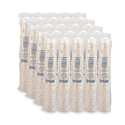 SOLO Symphony Treated-Paper Cold Cups, ProPlanet Seal, 16 oz, White/Beige/Red, 50/Bag, 20 Bags/Carton (RW16SYM)