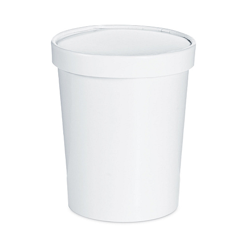 SOLO Flexstyle Double Poly Food Combo Packs, 32 oz, White, Paper, 25 Cups and 25 Lids/Pack, 10 Packs/Carton (KHB32A)