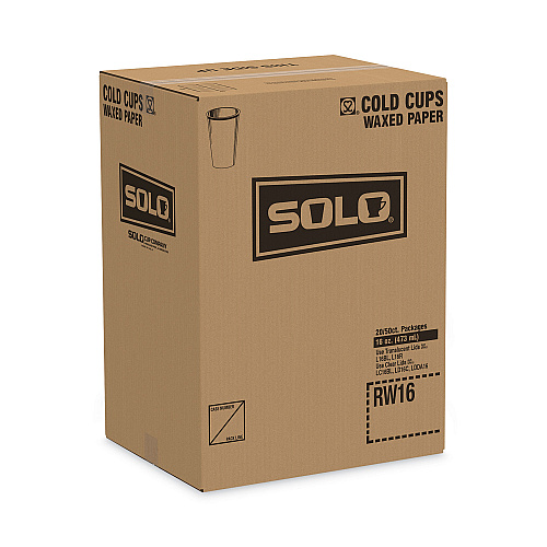 SOLO Symphony Treated-Paper Cold Cups, ProPlanet Seal, 16 oz, White/Beige/Red, 50/Bag, 20 Bags/Carton (RW16SYM)