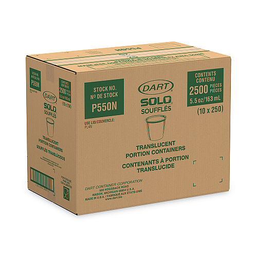 Dart Polystyrene Portion Cups, 5.5 oz, Translucent, 250/Bag, 10 Bags/Carton (P550N)