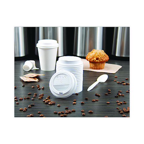 SOLO Traveler Dome Hot Cup Lid, Fits 8 oz Cups, White, 100/Pack, 10 Packs/Carton (TL38R2)