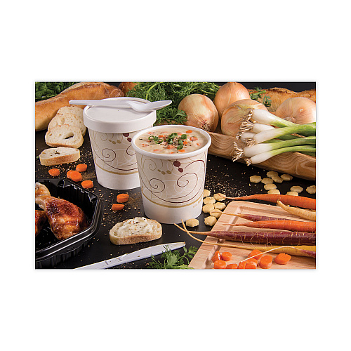 SOLO Flexstyle Double Poly Paper Containers, 16 oz, Symphony Design, Paper, 25/Pack, 20 Packs/Carton (H4165SYM)