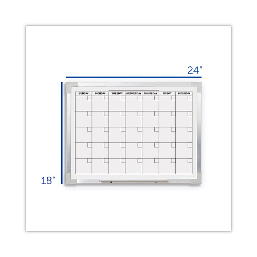 Flipside Framed Calendar Dry Erase Board, 24 x 18, White Surface, Silver Aluminum Frame (17302)