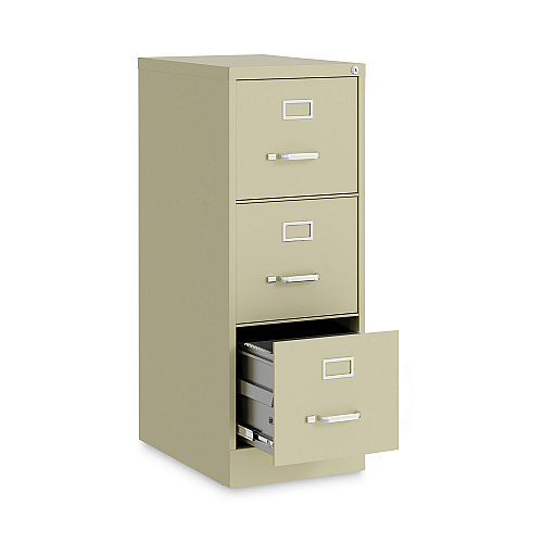 Alera Three-Drawer Economy Vertical File, Letter-Size File Drawers, 15" x 22" x 40.19", Putty (ALEHVF1541PY)