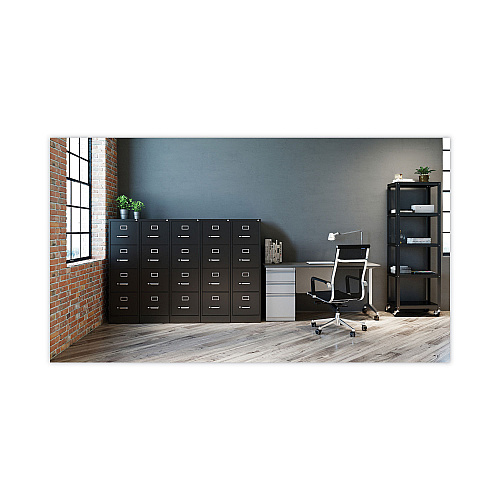 Alera Four-Drawer Economy Vertical File, Letter-Size File Drawers, 15" x 26.5" x 52", Black (ALEHVF152652BL)