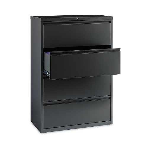 Hirsh Industries Lateral File Cabinet, 4 Letter/Legal/A4-Size File Drawers, Charcoal, 36 x 18.62 x 52.5 (16067)