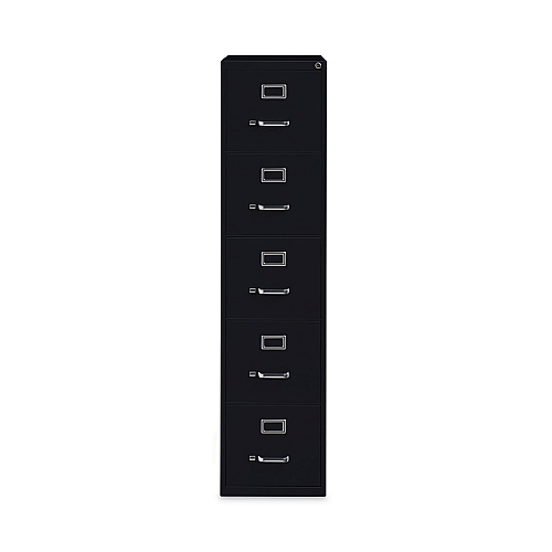 Alera Five-Drawer Economy Vertical File, Letter-Size File Drawers, 15" x 26.5" x 61.37", Black (ALEHVF1562BL)