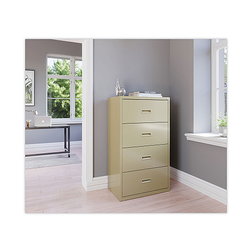 Hirsh Industries Lateral File Cabinet, 4 Letter/Legal/A4-Size File Drawers, Putty, 30 x 18.62 x 52.5 (14956)