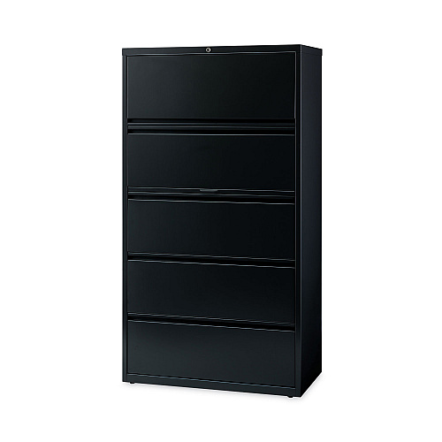 Hirsh Industries Lateral File Cabinet, 5 Letter/Legal/A4-Size File Drawers, Black, 36 x 18.62 x 67.62 (14992)