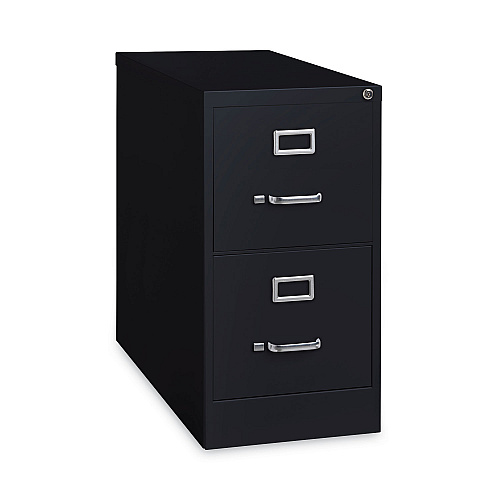 Alera Two-Drawer Economy Vertical File, Letter-Size File Drawers, 15" x 26.5" x 28.37", Black (ALEHVF152629BL)