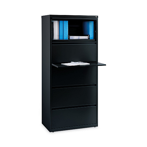 Alera Lateral File, Five Legal/Letter/A4-Size File Drawers, 30" x 18.62" x 67.62", Black (ALEHLF3067BL)