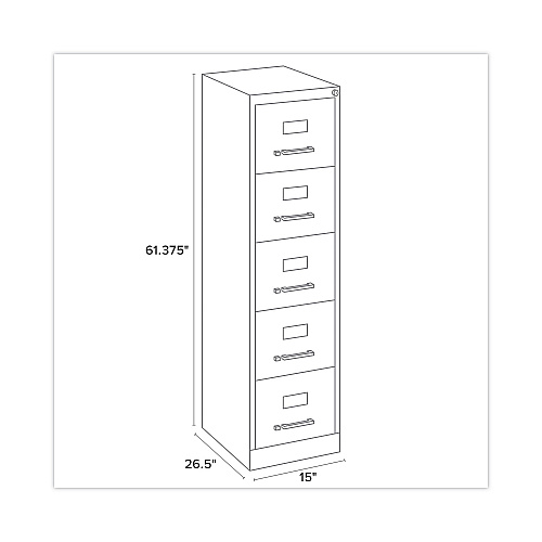 Alera Five-Drawer Economy Vertical File, Letter-Size File Drawers, 15" x 26.5" x 61.37", Putty (ALEHVF1562PY)