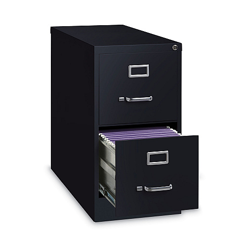 Alera Two-Drawer Economy Vertical File, Letter-Size File Drawers, 15" x 26.5" x 28.37", Black (ALEHVF152629BL)