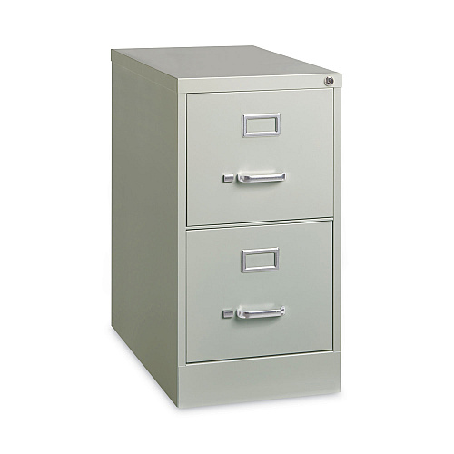 Alera Two-Drawer Economy Vertical File, Letter-Size File Drawers, 15" x 26.5" x 28.37", Light Gray (ALEHVF152629LG)