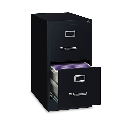 Alera Two-Drawer Economy Vertical File, Letter-Size File Drawers, Black, 15" x 22" x 28.37" (ALEHVF152229BL)