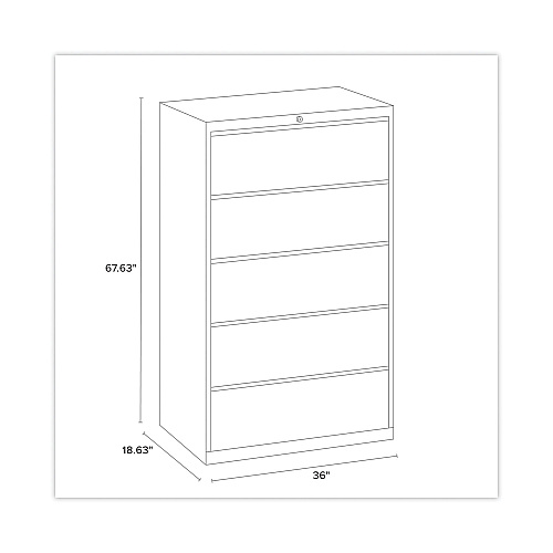 Hirsh Industries Lateral File Cabinet, 5 Letter/Legal/A4-Size File Drawers, Charcoal, 36 x 18.62 x 67.62 (16068)