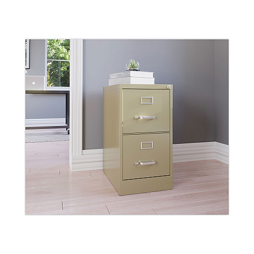 Alera Two-Drawer Economy Vertical File, Letter-Size File Drawers, 15" x 22" x 28.37", Putty (ALEHVF152229PY)