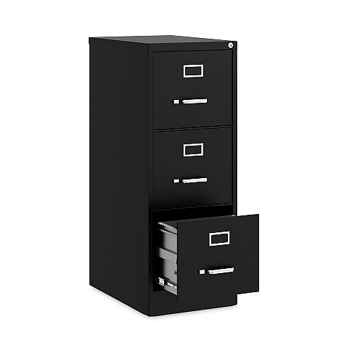 Alera Three-Drawer Economy Vertical File, Letter-Size File Drawers, 15" x 22" x 40.19", Black (ALEHVF1541BL)