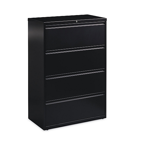 Hirsh Industries Lateral File Cabinet, 4 Letter/Legal/A4-Size File Drawers, Black, 36 x 18.62 x 52.5 (14989)