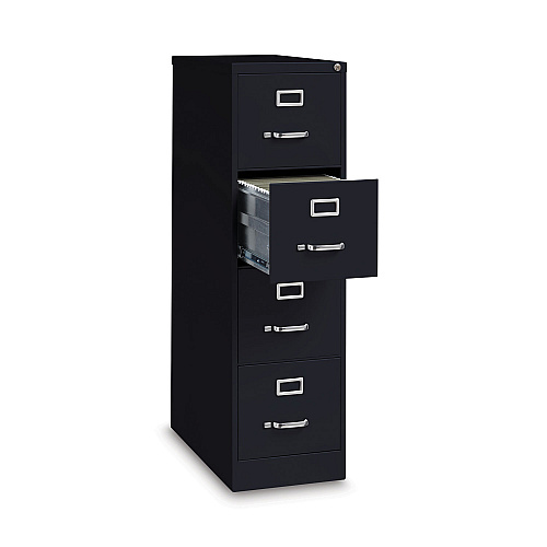 Alera Four-Drawer Economy Vertical File, Letter-Size File Drawers, 15" x 26.5" x 52", Black (ALEHVF152652BL)