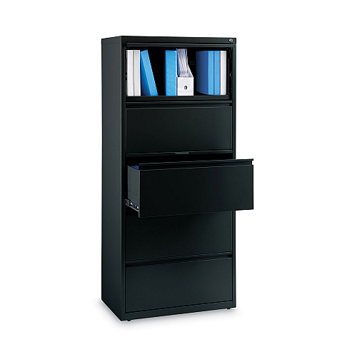 Alera Lateral File, Five Legal/Letter/A4-Size File Drawers, 30" x 18.62" x 67.62", Black (ALEHLF3067BL)