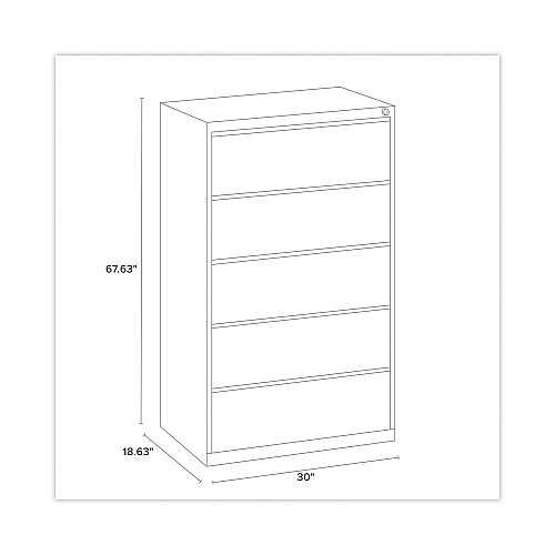 Alera Lateral File, Five Legal/Letter/A4-Size File Drawers, 30" x 18.62" x 67.62", Putty (ALEHLF3067PY)