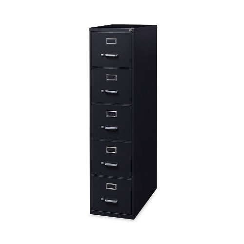 Alera Five-Drawer Economy Vertical File, Letter-Size File Drawers, 15" x 26.5" x 61.37", Black (ALEHVF1562BL)