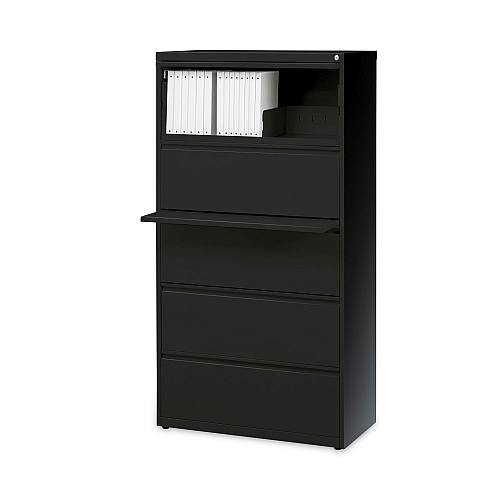 Alera Lateral File, Five Legal/Letter/A4-Size File Drawers, 30" x 18.62" x 67.62", Black (ALEHLF3067BL)