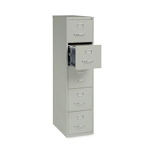Alera Five-Drawer Economy Vertical File, Letter-Size File Drawers, 15" x 26.5" x 61.37", Light Gray (ALEHVF1562LG)