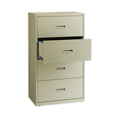 Hirsh Industries Lateral File Cabinet, 4 Letter/Legal/A4-Size File Drawers, Putty, 30 x 18.62 x 52.5 (14956)