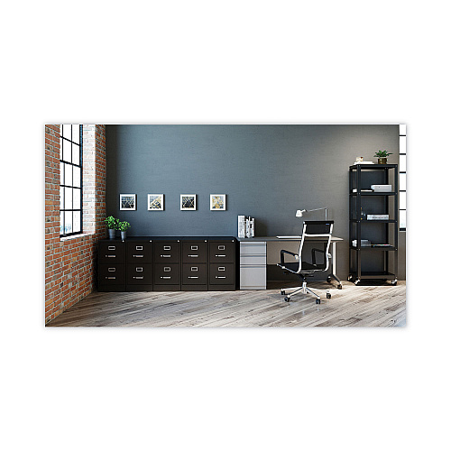 Alera Two-Drawer Economy Vertical File, Letter-Size File Drawers, 15" x 26.5" x 28.37", Black (ALEHVF152629BL)