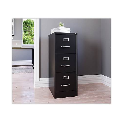 Alera Three-Drawer Economy Vertical File, Letter-Size File Drawers, 15" x 22" x 40.19", Black (ALEHVF1541BL)